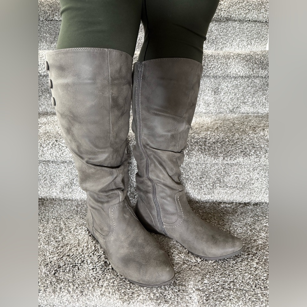 Cliffs by WHITE MOUNTAIN Grey Below the Knee Boots
